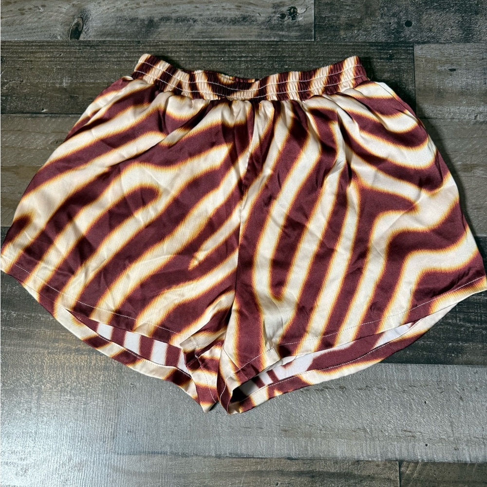 Seven Wonders Montie Short XS Zebra Print Satin‎ Lounge Pull On Shorts NWT